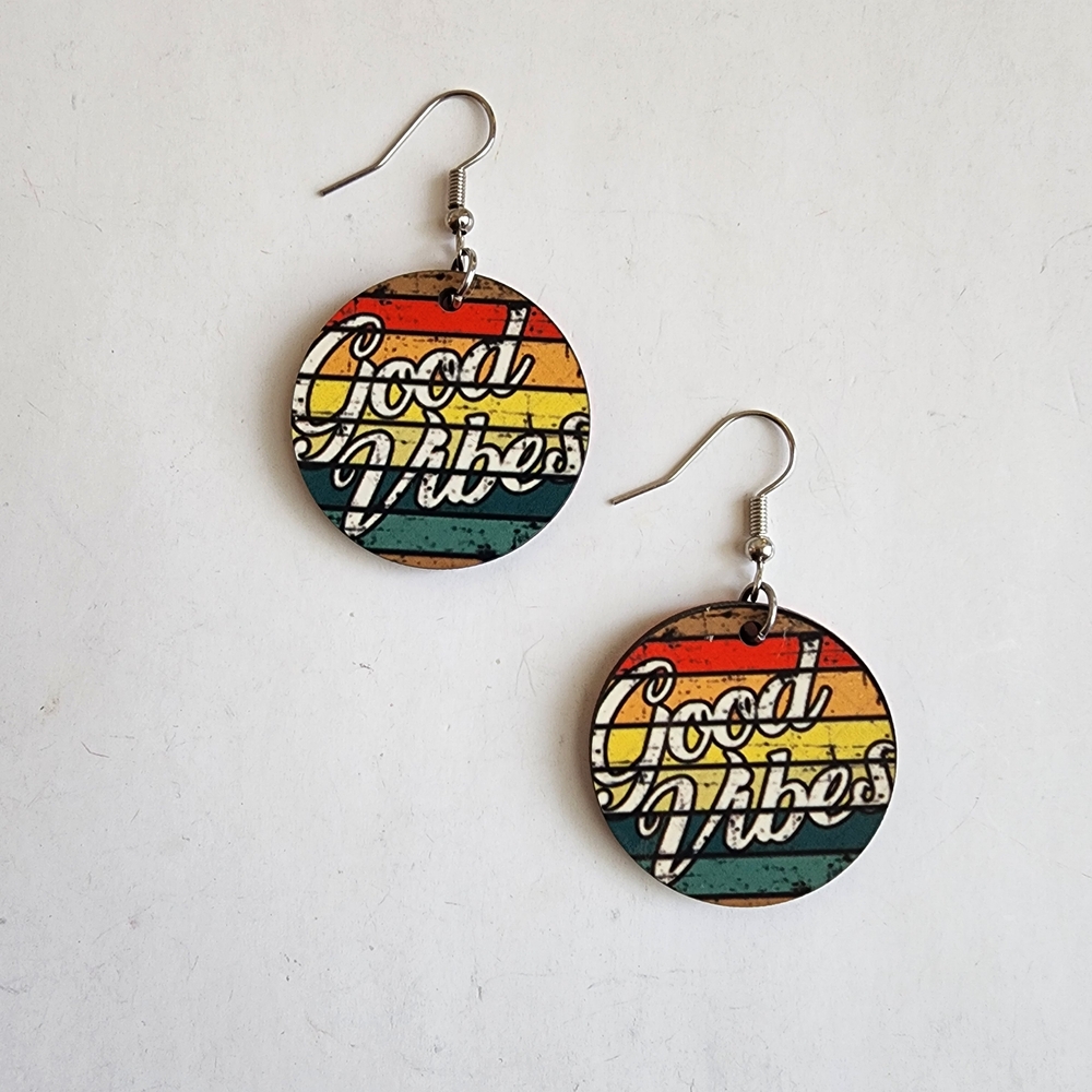 Good Vibes Round Striped Drop Earrings - Multicolor